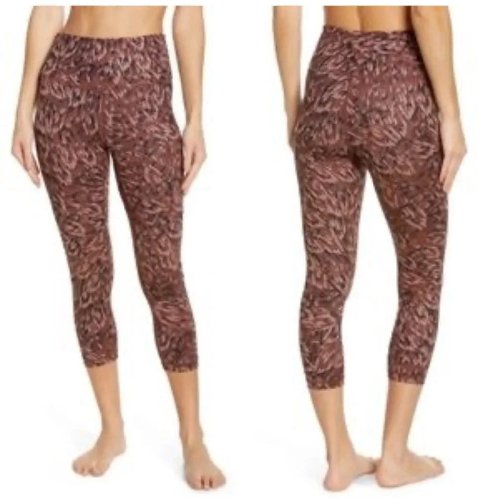Zella Legging High Waist Crop‎ 7/8 Studio Lite Size Small NWT Brown Print